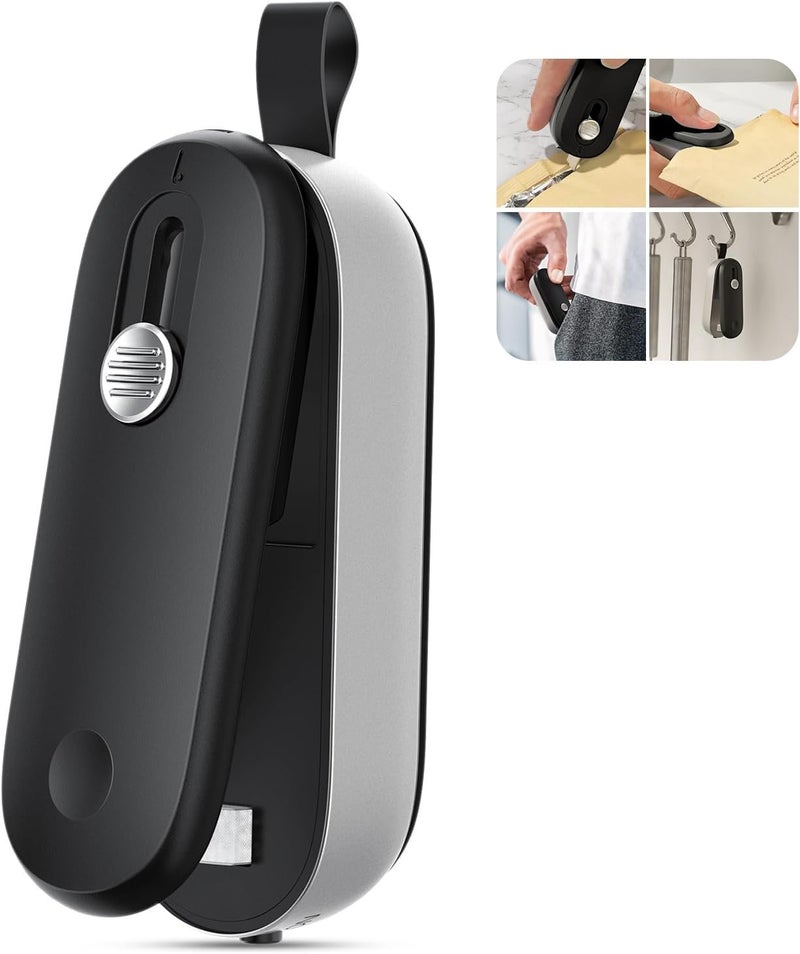 ODSD 2 in 1 Mini Bag Sealer - Heat Seal & Cutter with Lanyard, Portable Handheld Chip Bag Sealer for Snacks, Candies & Food Storage (Batteries Included) - Image 1